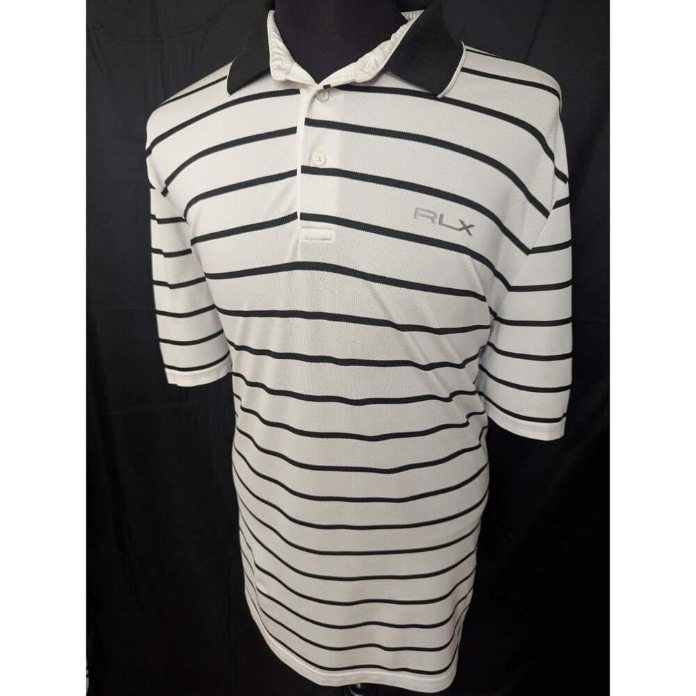 RLX Ralph Lauren Polo Shirt Mens XL Striped Logo Golf Performance Short Sleeve